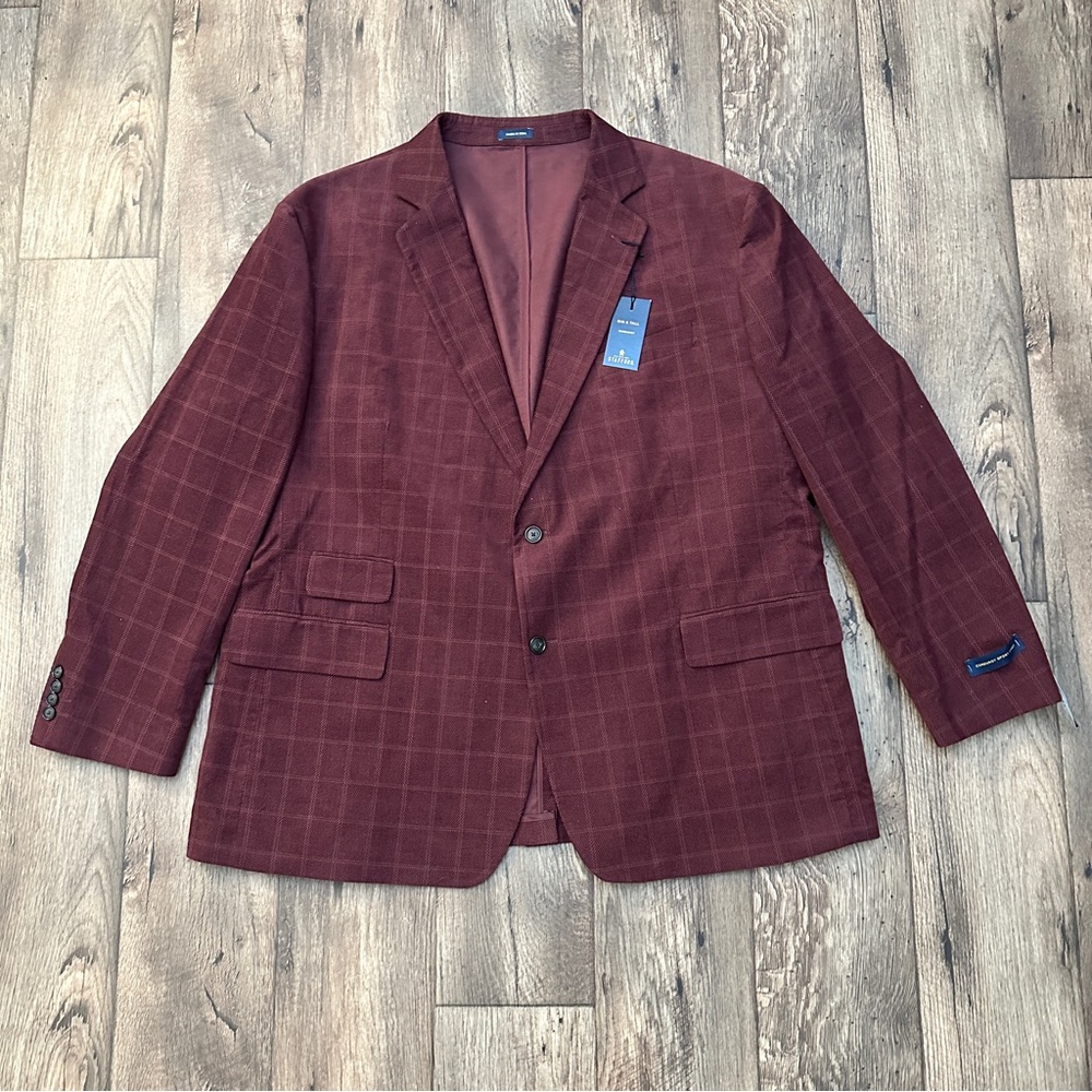 Stafford Big&Tall Corduroy Sport Coat Suit Blazer Men’s Sz 52 Reg Burgundy